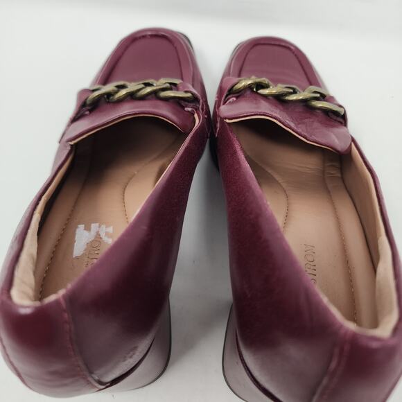 Nordstrom's Bernice Block Heels Chain Detail Leather Loafers Burgundy Leather 6 - Picture 11 of 11